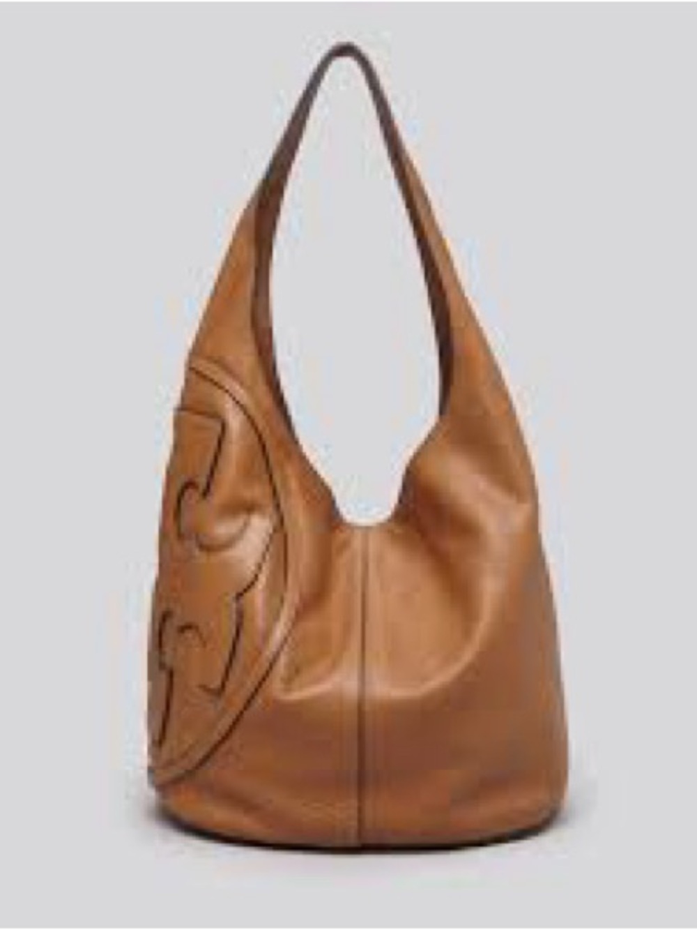 Tory Burch Tan Leather Shoulder Hobo with Logo - Picture 2 of 12